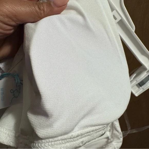 NWT Kona Sol White Eyelet one shoulder bikini too sz M women’s beach swimsuit - Picture 4 of 7